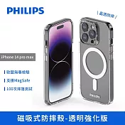 【PHILIPS】iPhone 14 pro max 磁吸式防摔殼-透明強化版 手機殼 保護套 DLK6109T/96