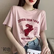 【初色】卡通兔子印花短袖T恤上衣-粉紅色-67453(M-2XL可選) XL 粉紅色