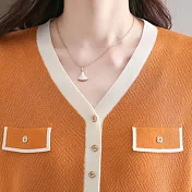【MsMore】 冰絲針織衫短袖時尚洋氣V領短版上衣# 117632 FREE 橘色