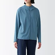 【MUJI 無印良品】女抗UV速乾聚酯纖維拉鍊外套 L 藍色