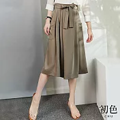 【初色】氣質寬鬆高腰素色中長裙-共4款任選-68508(M-2XL可選) L B.咖色