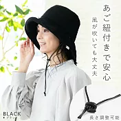日本 QUEENHEAD 抗UV抗強風天然棉麻透氣大寬緣防曬帽0200 黑色