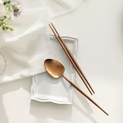 【韓國Ssueim】Marja Kurki 不鏽鋼餐具2件組(湯匙+筷子) ‧ 玫瑰金