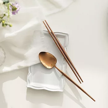 【韓國Ssueim】Marja Kurki 不鏽鋼餐具2件組(湯匙+筷子) ‧ 玫瑰金