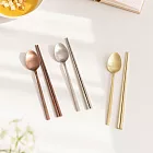 【韓國Ssueim】Pierre不鏽鋼餐具2件組(湯匙+筷子) ‧ 冰銀色