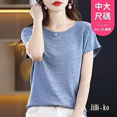 【Jilli~ko】設計感波浪紋理時尚冰絲針織衫 J10700 FREE 淺藍色