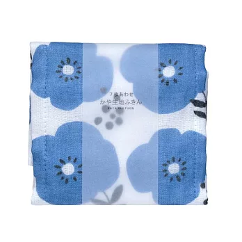 【日本KOJI】七重紗蚊帳生地萬用布巾 ‧ 花朵藍