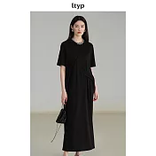ltyp旅途原品 日本進口三醋酸時髦優雅扭結連衣裙 M L-XL  L-XL 靜謐黑