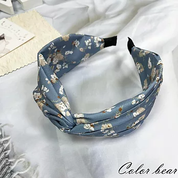 【卡樂熊】韓系花卉扭結寬版造型髮箍(四色)- 天空藍