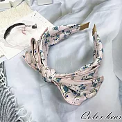 【卡樂熊】韓系花卉蝶結寬版造型髮箍(四色)- 嫩粉色