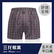 【SunFlower三花】三花平口褲.男內褲.四角褲 XL 藍格