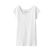 【MUJI 無印良品】女有機棉針織法式袖T恤 L 白色