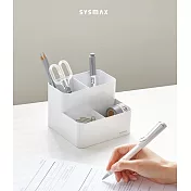 韓國原裝 SYSMAX〔希思美〕奢華質感四格收納筆筒 (白)