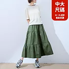 【慢。生活】鬆緊腰蛋糕拼接棉質闊腿裙褲 K50510  FREE 綠色