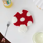 【EZlife】DIY戳戳繡毛絨杯墊材料包(附戳筆) 紅色蘑菇