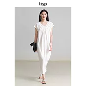 ltyp旅途原品 11周年膠囊系列 真絲可水洗乾絲優雅隨性V領連衣裙 M L-XL L-XL 象牙白