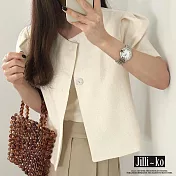 【Jilli~ko】法式極簡風圓領寬鬆泡泡袖外套 J10821  FREE 杏色