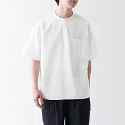 【MUJI 無印良品】男有機棉涼感亨利領布帛短袖T恤 XXL 白色