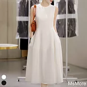 【MsMore】 輕禮服立裁圓領無袖修身白月光長裙長版背心洋裝# 118457 M 白色