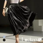 【Lockers 木櫃】夏季鎏光歲月記憶絲半身裙 L112071806 XL 流光黑色XL