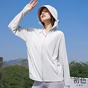 【初色】冰絲涼感透氣短款隱形口袋防曬拉鍊運動外套-共4色-68734(M-2XL可選) M 灰色