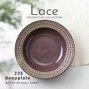 【Minoru陶器】Lace窯變陶瓷深盤24cm ‧ 深褐棕