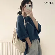 【AMIEE】網紅寬鬆長版上衣(4色/M-2XL/KDTY-0617) XL 藍色