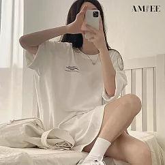 【AMIEE】網紅寬鬆長版上衣(4色/M─2XL/KDTY─0617) 2XL 白色