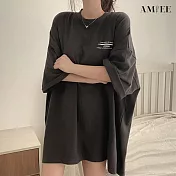 【AMIEE】網紅寬鬆長版上衣(4色/M-2XL/KDTY-0617) 2XL 深灰