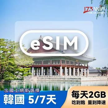 下載版 eSIM 韓國5日吃到飽(每天2GB)
