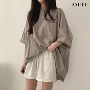 【AMIEE】INS寬鬆長版上衣(3色/M-2XL/KDTY-0819) XL 卡其