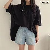 【AMIEE】INS寬鬆長版上衣(3色/M-2XL/KDTY-0819) XL 黑色