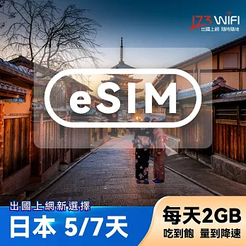 下載版 eSIM 日本7日吃到飽(每天2GB)