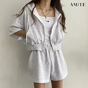 【AMIEE】純棉運動外套2件套裝(3色/M-2XL/KDAY-350) XL 淺灰