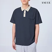 【AMIEE】撞色簡約口袋設計感POLO衫(男裝/4色/M-2XL/KDTY-A69) L 藍色