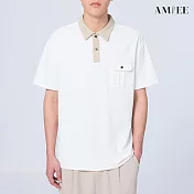 【AMIEE】撞色簡約口袋設計感POLO衫(男裝/4色/M-2XL/KDTY-A69) L 白色