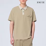 【AMIEE】撞色簡約口袋設計感POLO衫(男裝/4色/M-2XL/KDTY-A69) 2XL 卡其