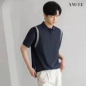 【AMIEE】拼接設計感質感POLO衫(男裝/4色/M-2XL/KDTY-A06) M 藍色