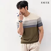 【AMIEE】漸層質感型男時尚短袖針織衫(男裝/2色/M-3XL/KDTY-G31) L 綠色