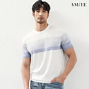 【AMIEE】漸層質感型男時尚短袖針織衫(男裝/2色/M-3XL/KDTY-G31) M 白色
