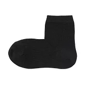 【MUJI 無印良品】女棉混足口柔軟舒適直角短襪23-25cm 黑色