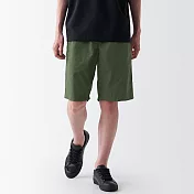 【MUJI 無印良品】男有機棉水洗平織布舒適短褲 S 卡其綠