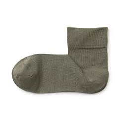 【MUJI 無印良品】女莫代爾混足口柔軟舒適輕薄直角短襪23─25cm 煙燻綠