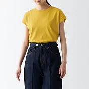 【MUJI 無印良品】女有機棉柔滑法式袖T恤 M 煙燻黃