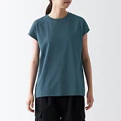 【MUJI 無印良品】女有機棉柔滑法式袖T恤 M 煙燻綠
