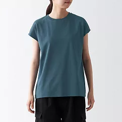 【MUJI 無印良品】女有機棉柔滑法式袖T恤 M 煙燻綠