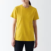 【MUJI 無印良品】女有機棉柔滑圓領短袖T恤 S 煙燻黃
