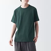 【MUJI 無印良品】男有機棉水洗粗織圓領短袖T恤 XL 深綠
