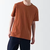 【MUJI 無印良品】男有機棉水洗粗織圓領短袖T恤 M 磚紅