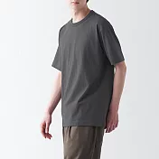 【MUJI 無印良品】男有機棉水洗粗織圓領短袖T恤 XL 深灰